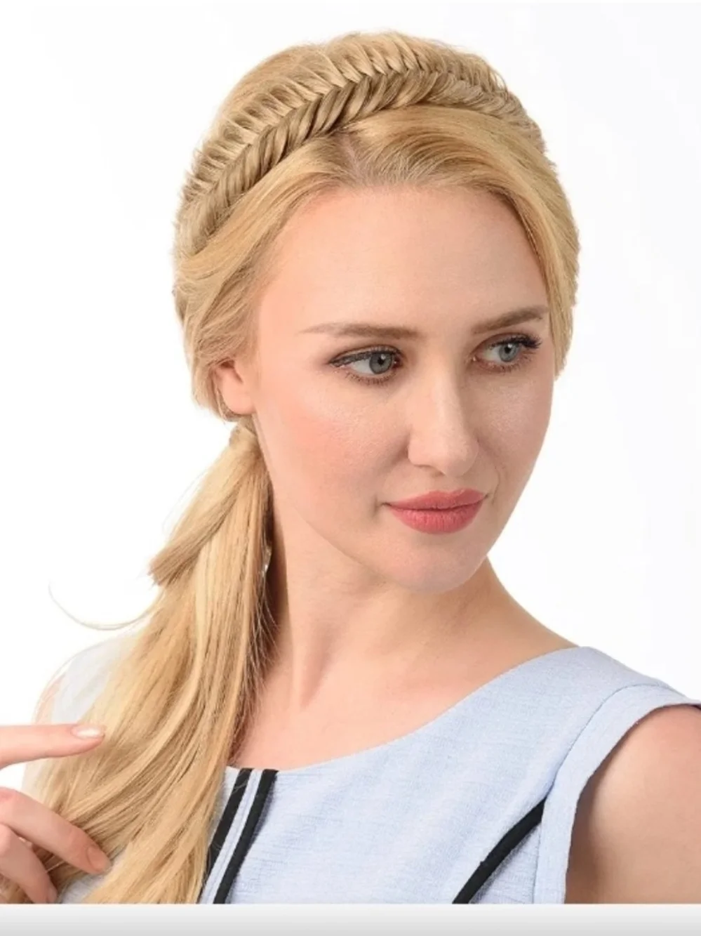 Wide Fishtail 2 Strands Synthetic Hair Braided Headband Classic Chunky Pl